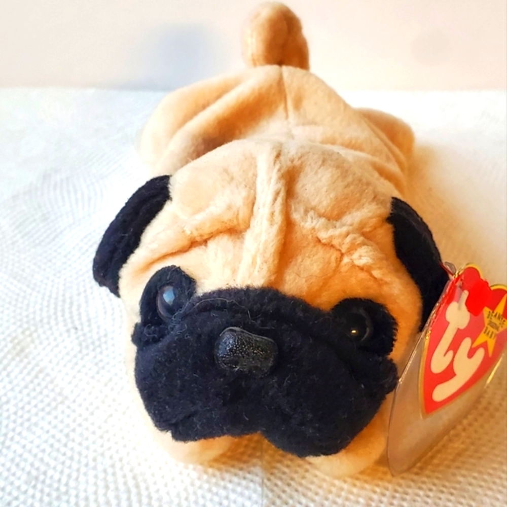 Ty Beanie Babies Pugsly The Dog Birth Date 5-2-96 Style Number 4106